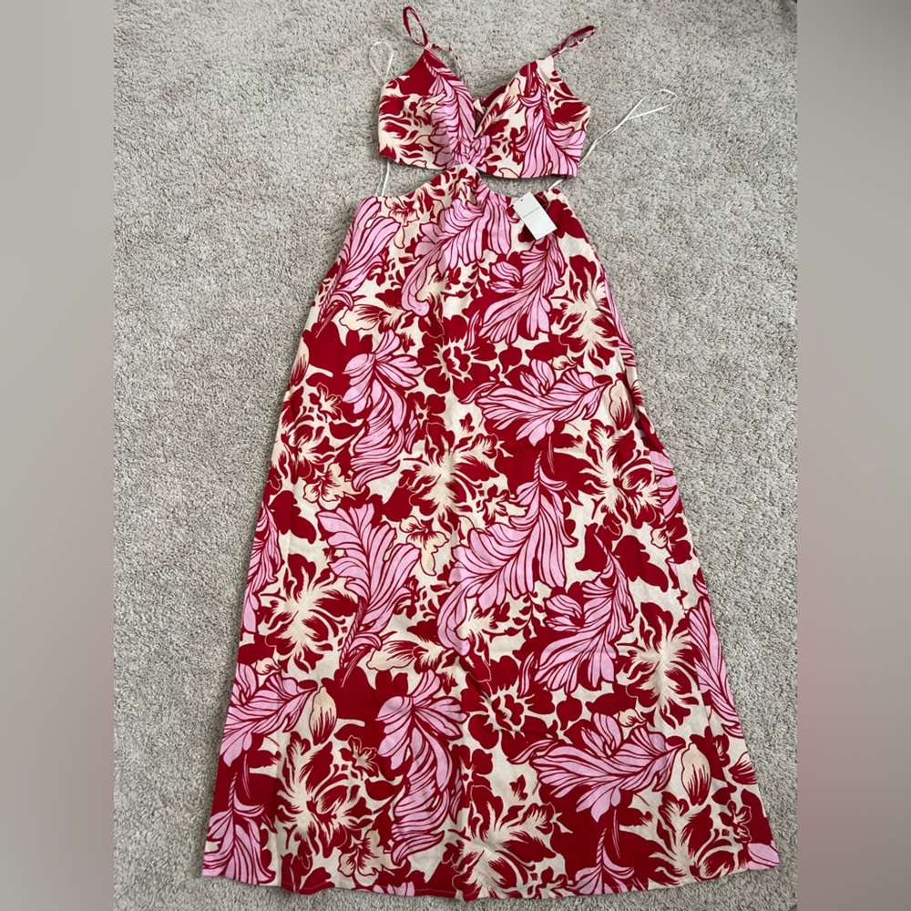 Abercrombie & Fitch Red and Pink Floral Dress NWT